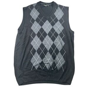 Dockers Argyle Sweater Vest L Black Gray Dark Academia Preppy Grandpa